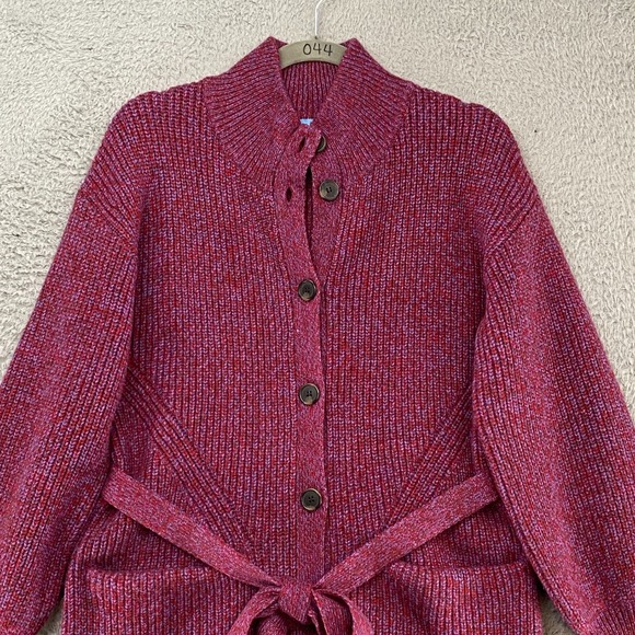 Draper James Sweater Jacket Womens XS Marled Red Purple Long Cardigan Turtleneck - Picture 2 of 11